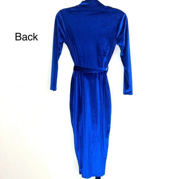 Vibrant Blue Velvet long sleeve Dress NWOT - Picture 5 of 5